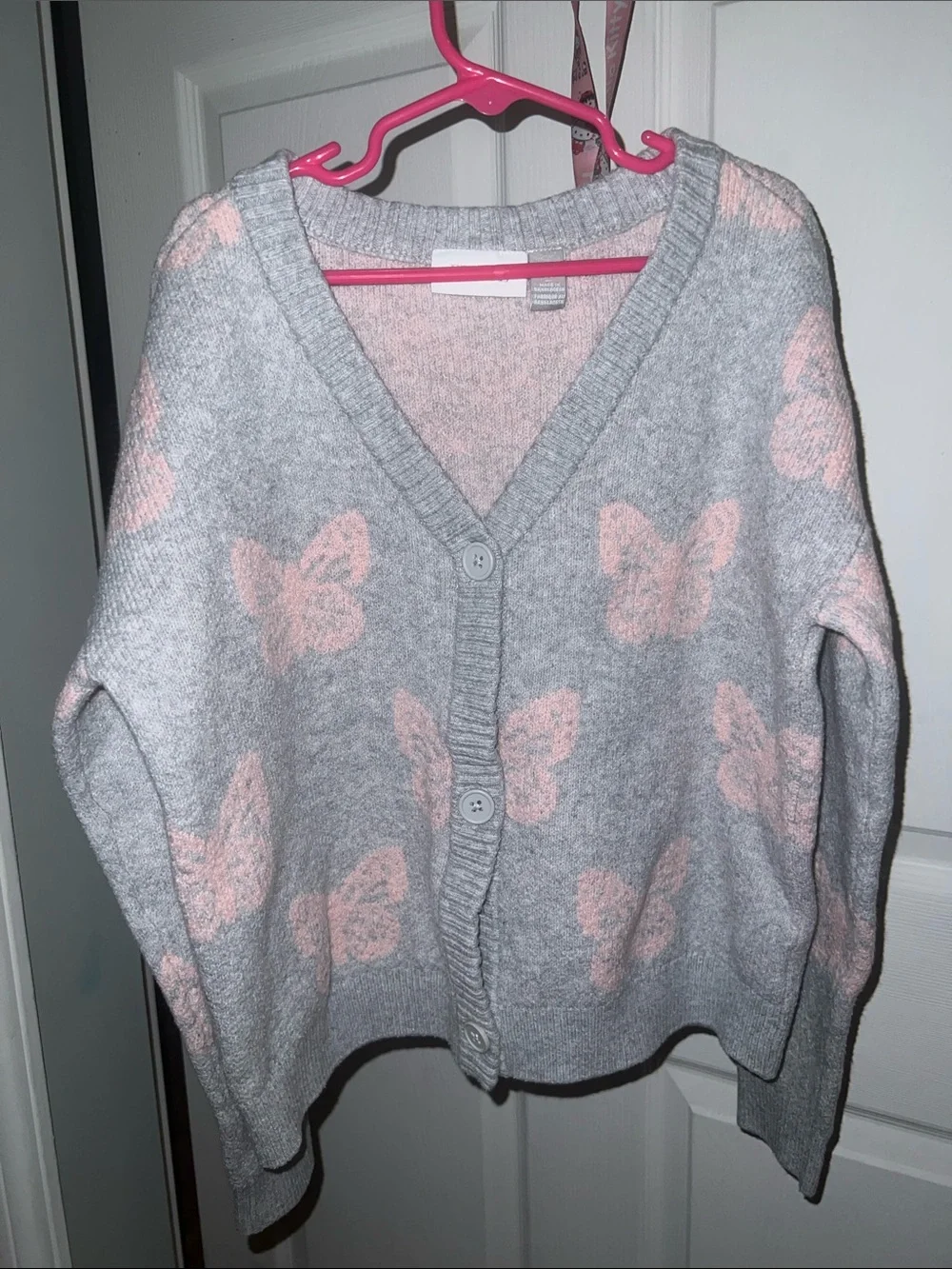 The Children's Place Gray sweater with Pink Butterfly Motif